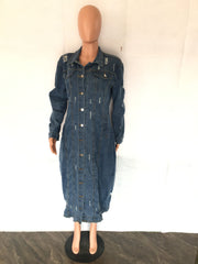 Casual Denim Holes Long Sleeve Holes Long Coats LX 5527