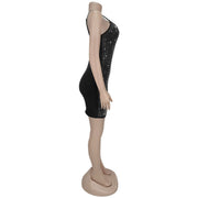 Sexy Deep V Neck Hot Drill Mini Dress BY 7348