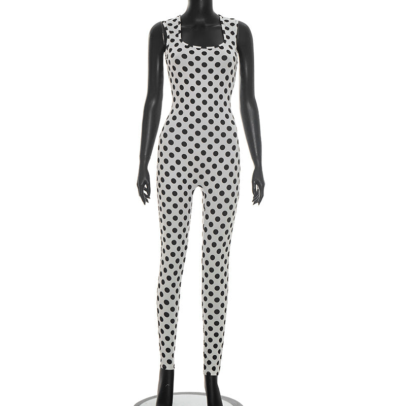 Square Neck Backless Print Jumpsuit MXBF J26JP025