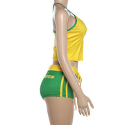 Letter Print Casual Sport Two Piece Shorts Set XEF K6S11109A
