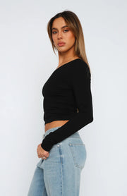 Solid Color Single Shoulder Long Sleeve T Shirt MZ 2811