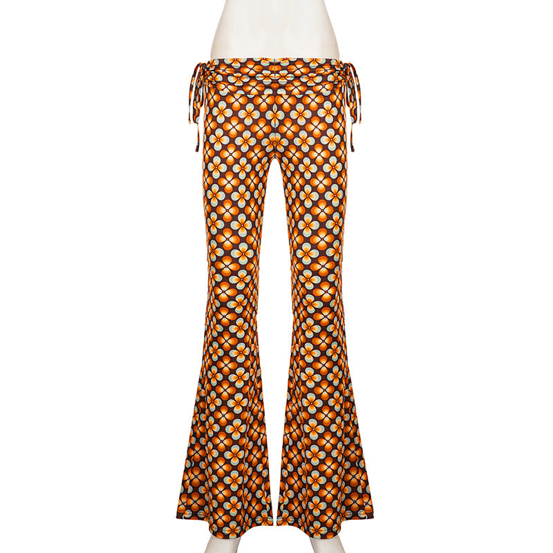 Floral Print Lace Up Pants GPKJ MR50203