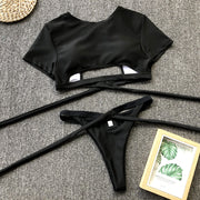 Sexy Beach Sport Short Sleeve Split Swimsuit CSYZ 19123