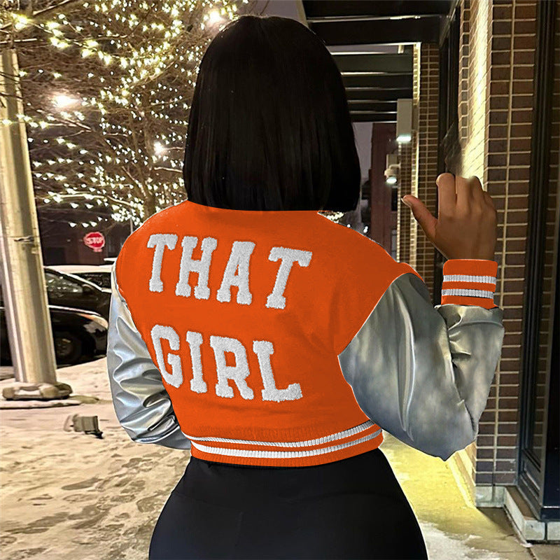 Fashion Embroidery Splicing Slim Baseball Jacket IV 8431