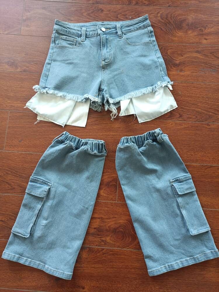 Denim Shorts Calf Sleeve Two Piece Set MEM 88503