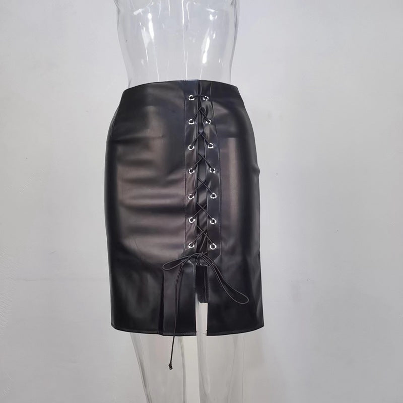 Fashion PU Leather Bandage Skirt GPBY 2177