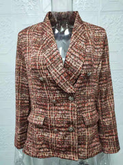 Plus Size Long Sleeve Plaid Print Blazer Coat GWTC W0273