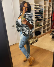 Casual Camo Print Long Sleeve Blazer ZDF 31252