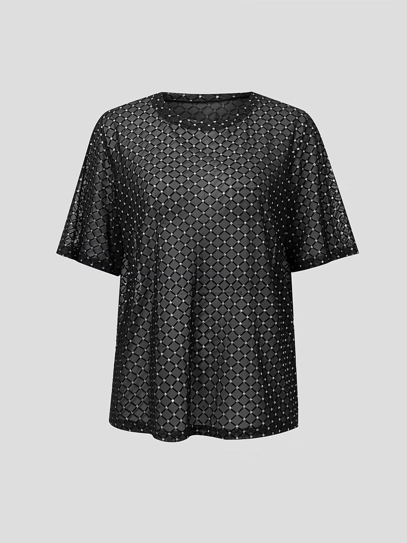 Mesh Short Sleeve Loose T Shirt GHYX JYP7035