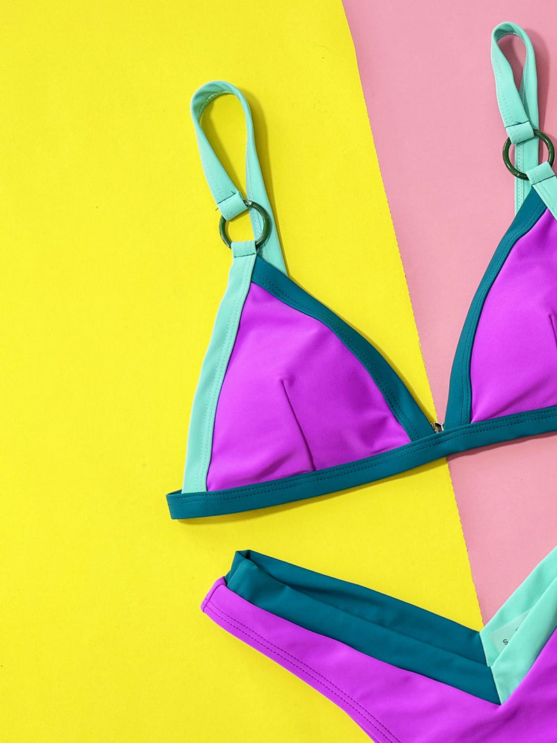 Sexy Color Block Two Piece Bikinis CSYZ A17H