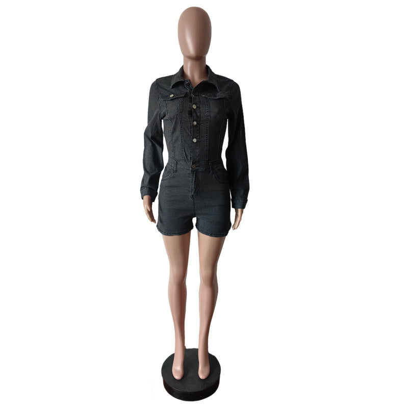 Long Sleeve Lapel Romper MEM 88622