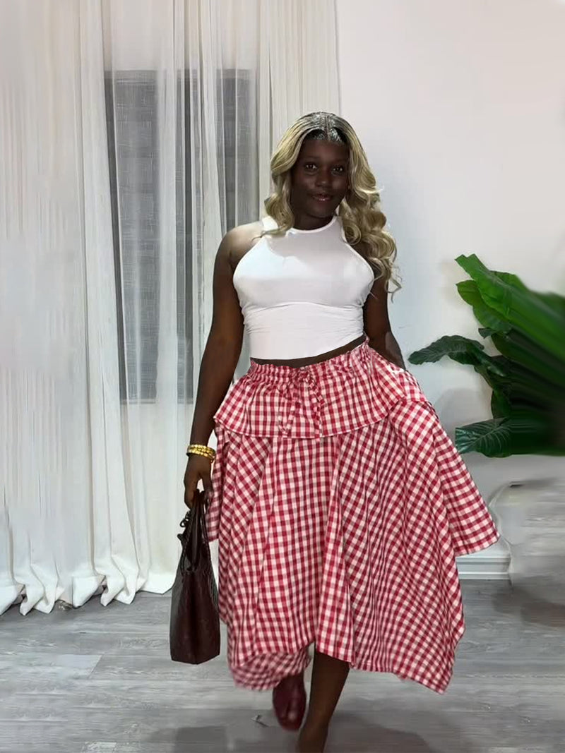 Print High Waist Irregular Long Skirt SFY 874