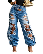Fashion High Waist Holes Jeans OD 8788