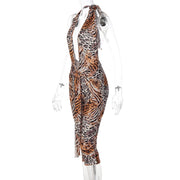 Deep V Neck Leopard Print Seventh Jumpsuit LJSF P6421567X