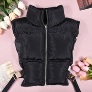 Zipper Stand Collar Bandage Vest Coat GNZD 9620TD