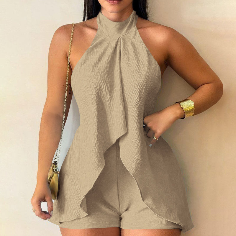 Solid Color Sleeveless Backless Romper YF 20205