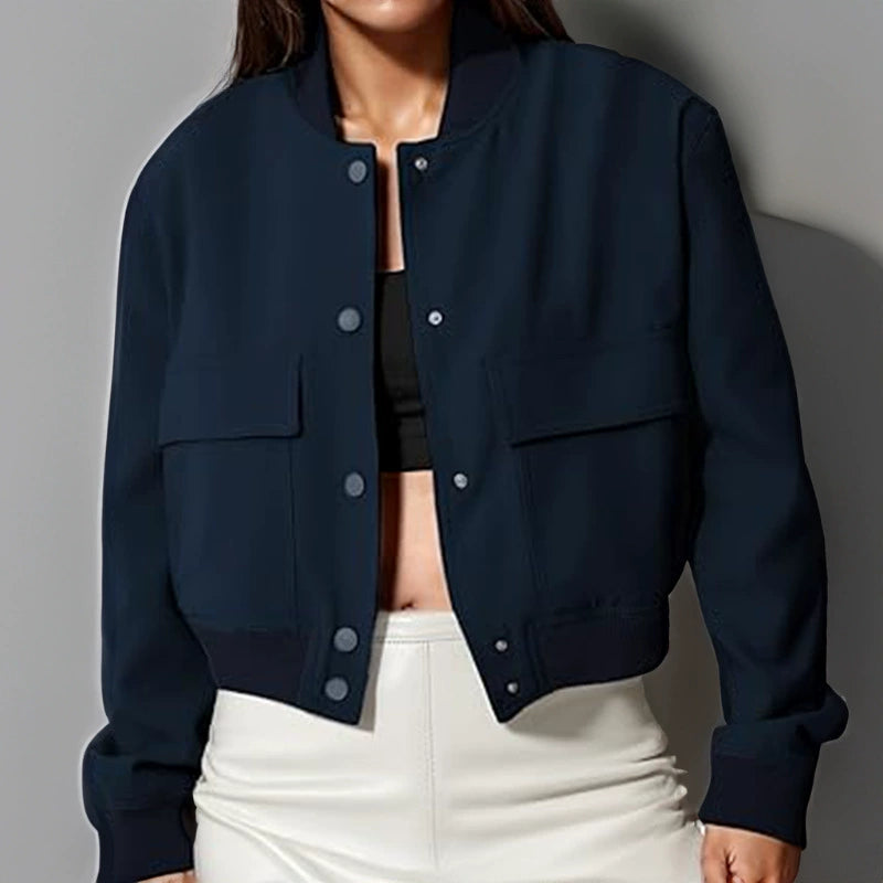 Plus Size Single Breasted Solid Color Long Sleeve Jacket GHHE 24594