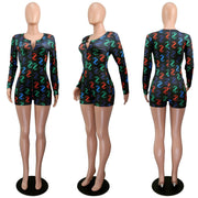 Dollar Print Letter Casual Loungewear Romper GWLS LD201033
