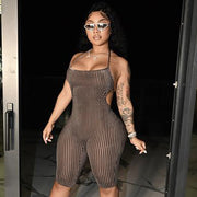 Sexy Tie Up Backless Halter Romper GYSL 5267