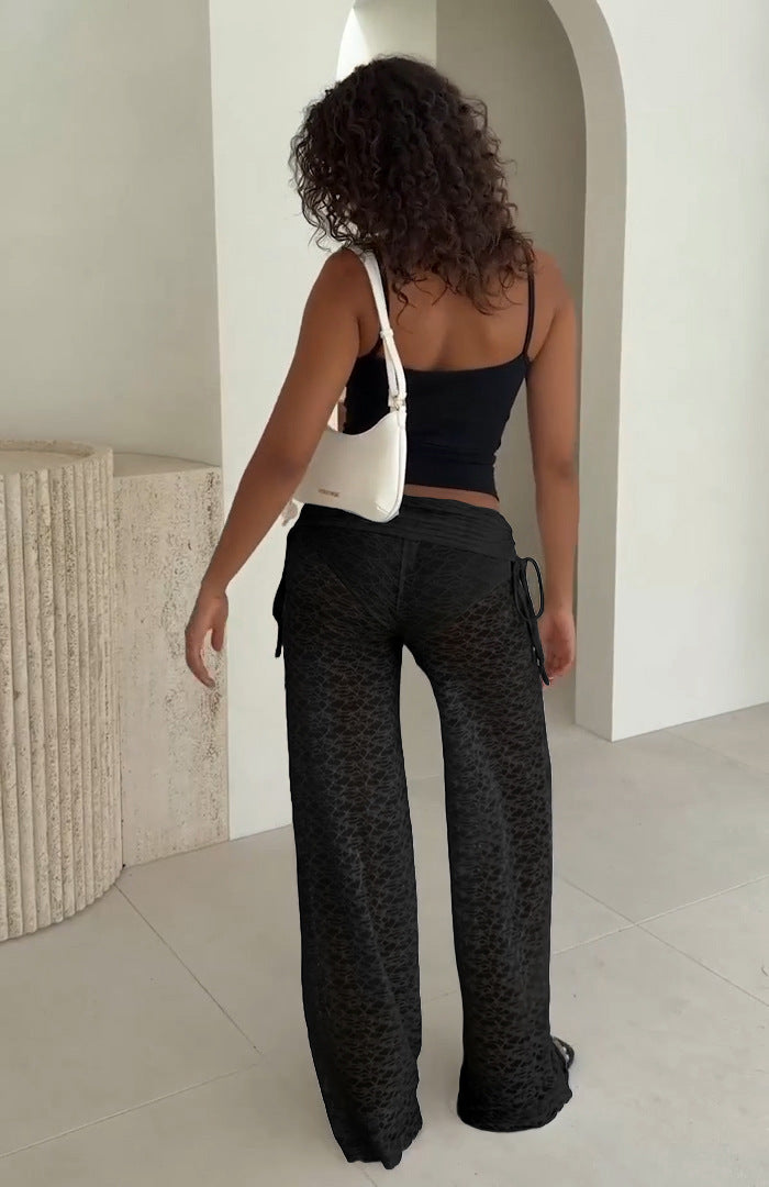 High Waisted Drawstring Loose Lace Pants With Panties MZ 26010