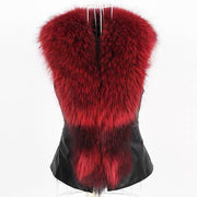 Plus Size Fur Collar Fur PU Leather Coat HHMY 5723