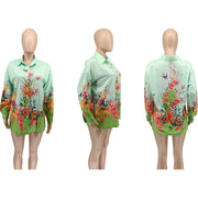 Floral Print Long Sleeve Shirt Top WMEF 20797