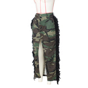 Camouflage Print Tassel Slit Skirts ZSD 0594