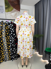 Plus Size Print Short Sleeve Midi Dress GAWE 6761