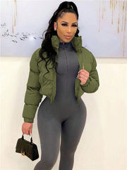 Solid Color Long Sleeve Short Cotton Jacket SH 390799