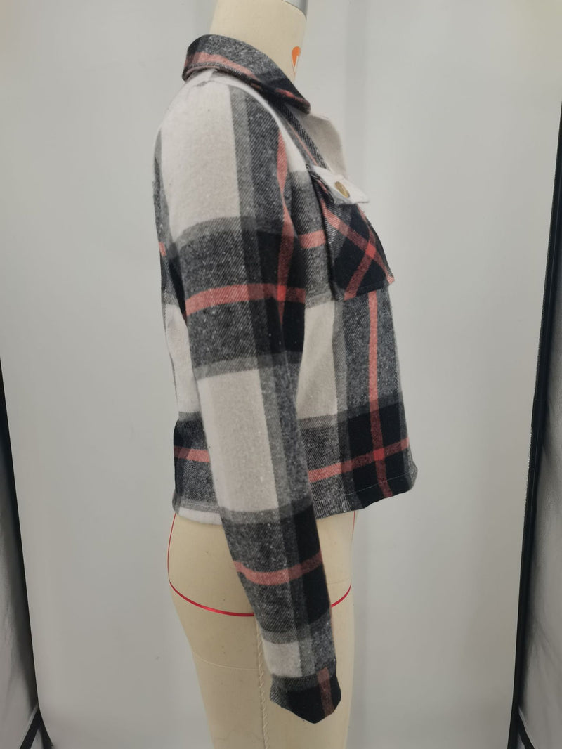Long Sleeve Plaid Print Shirt YIM 383