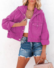 Drawstring Hooded Loose Denim Coat GYAN 606