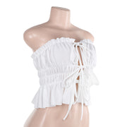 Pleated Tie Up Wrap Chest Tops SUM JY24226MHO
