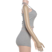 Solid Color Sport Sleeveless Two Piece Shorts Set GZJQ K6S00407A