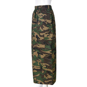 Plus Size Camouflage Printed Washed Long Skirt GNZD 9149DD