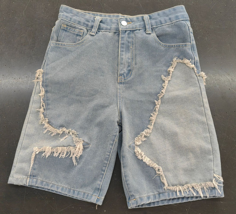 Star Tassl Raw Edge Loose Straight Denim Shorts GSMJ 6994