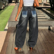 Plus Size Irregular Patchwork Print Jeans GYLN 8091