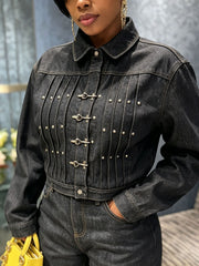 Long Sleeve Pleated Denim Jackets GYLN 2002