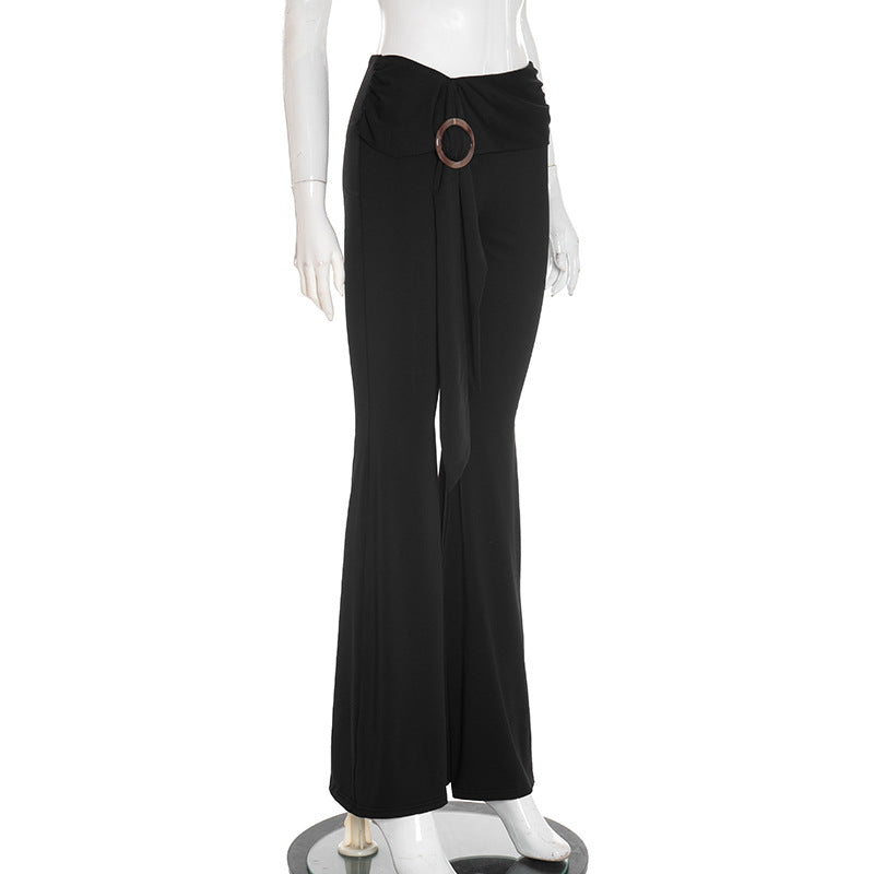 Solid Color Micro Flare Pants GDSF Q25PT259