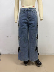 Five Pointed Star Loose Straight Jeans GYAN 89388