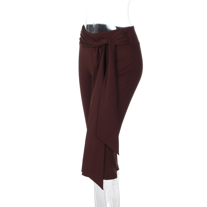 Solid Color Patchwork Micro Flare Seventh Pant GLAG P6121245F