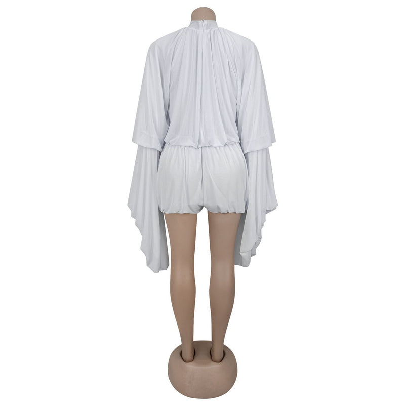 Press Pleated Solid Color Romper BY 7432