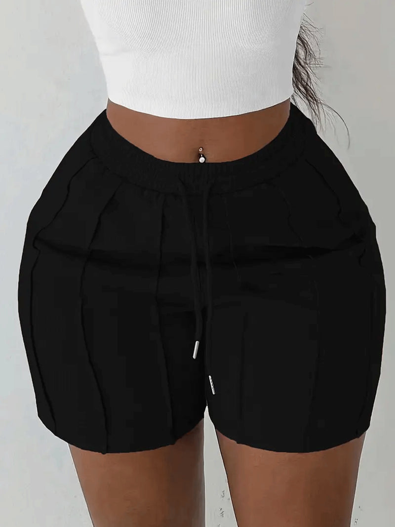 Solid Color Drawstring Casual Shorts GCNF 0229