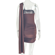 Solid Color Single Shoulder Tube Top Dress GJYO JD305769