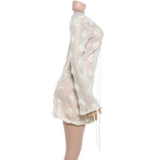 Backless Hollow Out Tie Up Mini Dress GYME K6D14909A