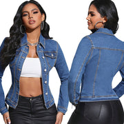 Long Sleeve Lapel Pockets Denim Coat GDAM 218619