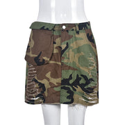 Camouflage Print Washed Mini Skirt GNZD 9236DD