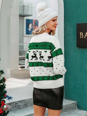 Christmas Reindeer Pattern Knit Pullover Sweater GZYF 1073