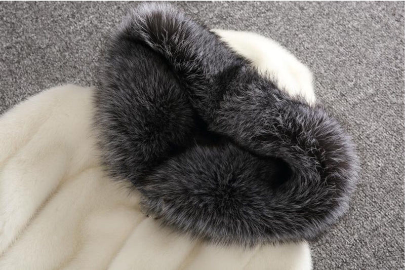 Plus Size White Rabbit Fur Hooded Coat HHMY XF %E8%85%B0%E5%B8%A6%E8%B1%B9%E7%BA%B9%E8%B6%85%E9%95%BF
