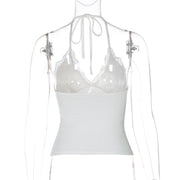 Sexy Lace Backless Tie Up Vest BLG T4A17588K