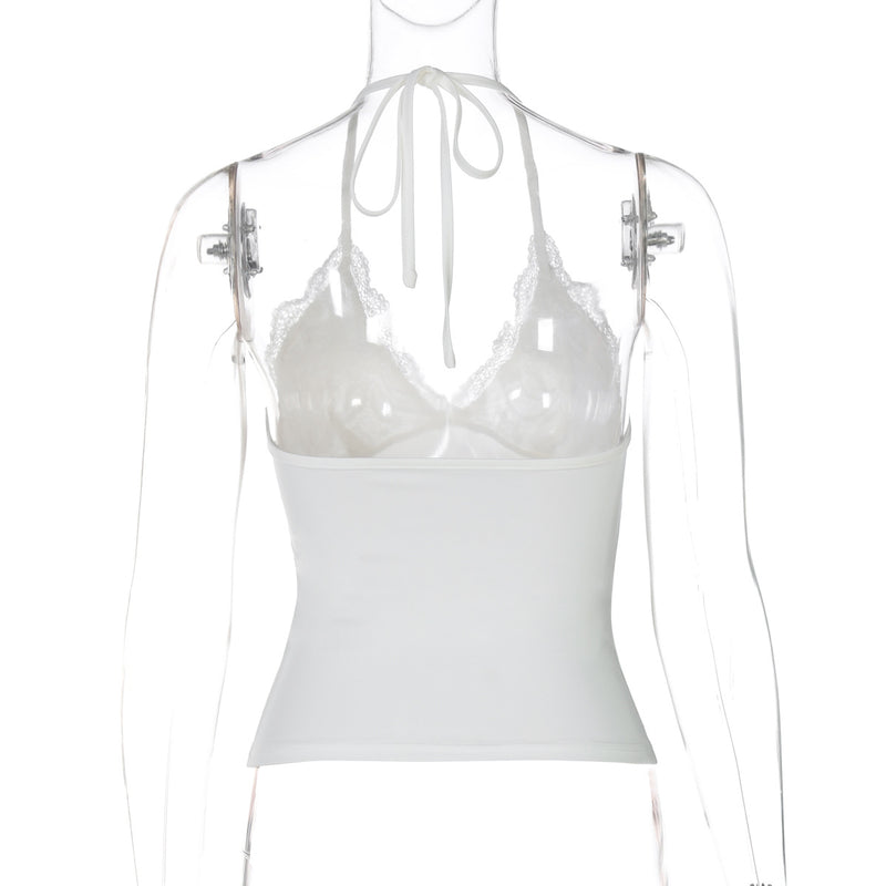Sexy Lace Backless Tie Up Vest BLG T4A17588K